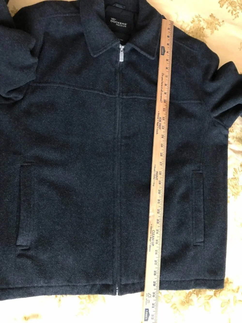 Dockers Premium Men's XL Wool Blend Quilted Full Zip Italian Fabric